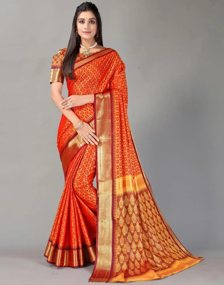 Orange Silk Saree