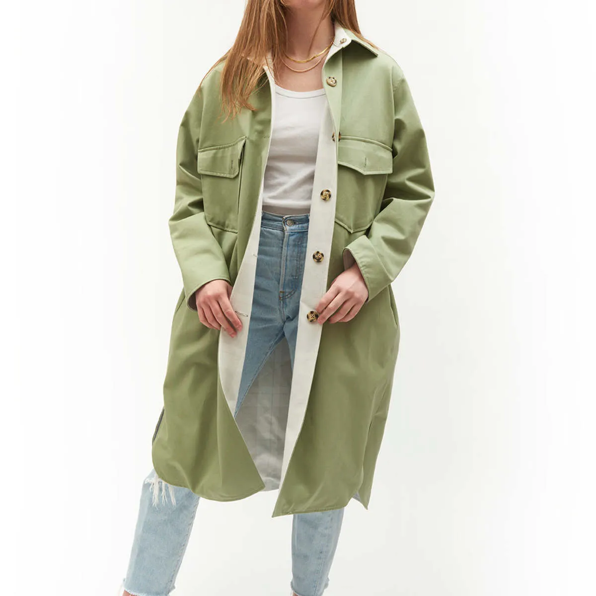 Oversized Reversible Cottage Coat - Sage