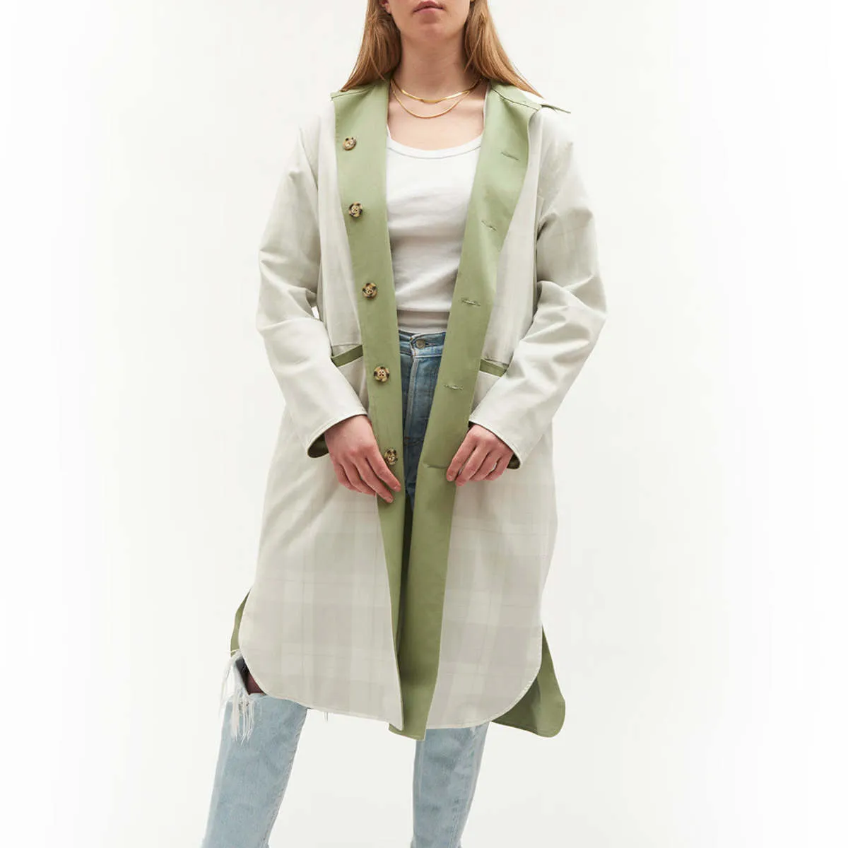 Oversized Reversible Cottage Coat - Sage