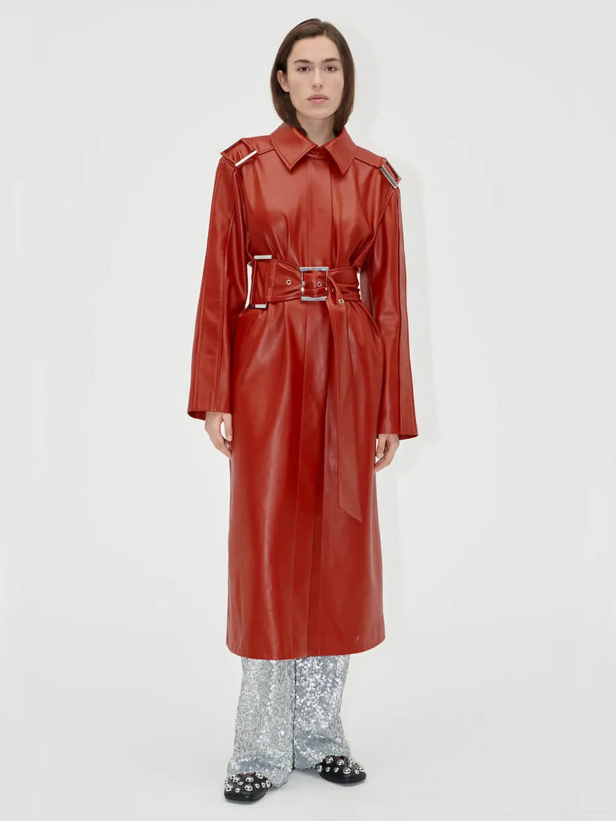 Oversized Trench Coat - Red Ochre