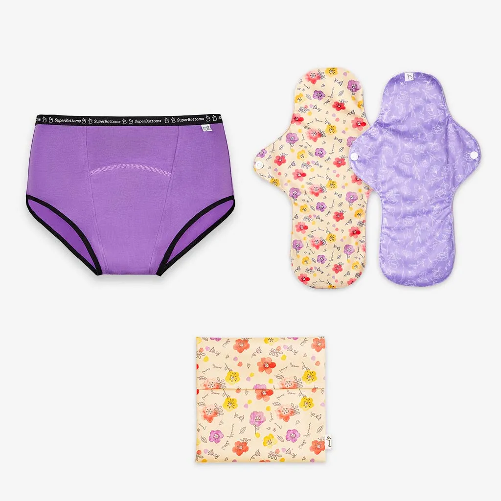 Period Underwear (Lilac) Starter Pack and 2 pack Flow Lock Cloth Pads