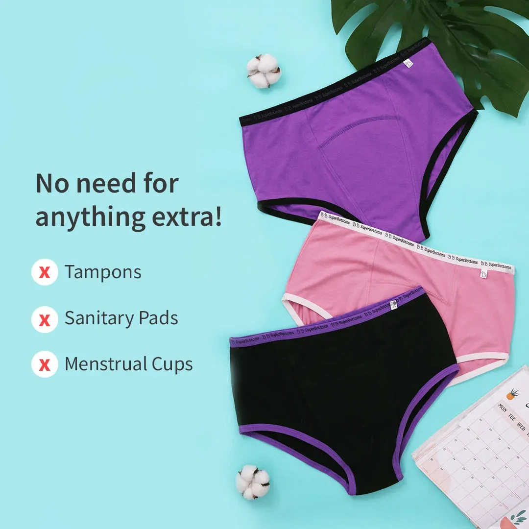 Period Underwear (Lilac) Starter Pack and 2 pack Flow Lock Cloth Pads