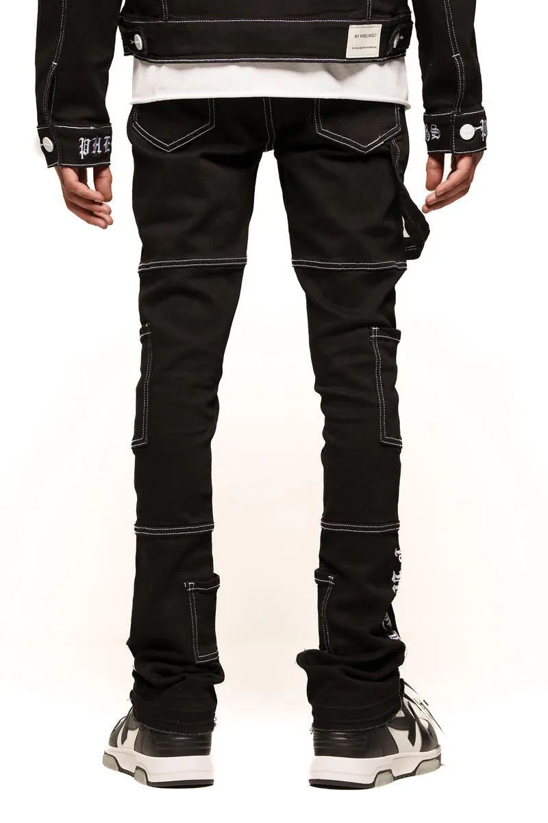 PHEELINGS DEFYING ODDS FLARE STACK DENIM (JET BLACK/WHITE)