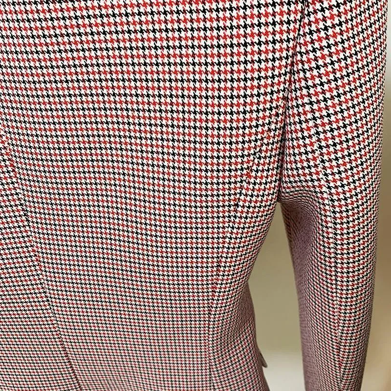 Pink Houndstooth Blazer For Women