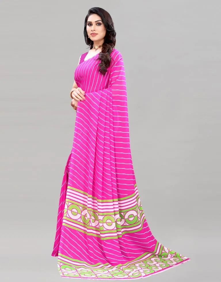 Pink Printed Saree