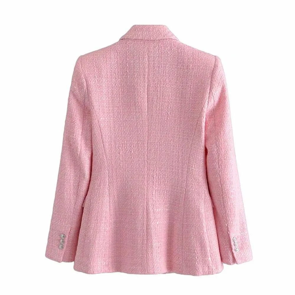 Pink Tweed Blazer For Women