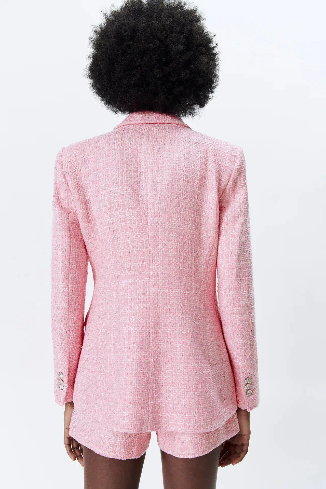 Pink Tweed Blazer For Women