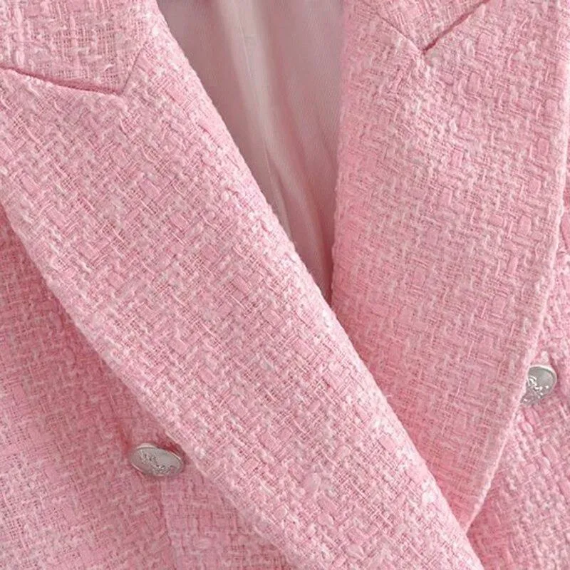 Pink Tweed Blazer For Women