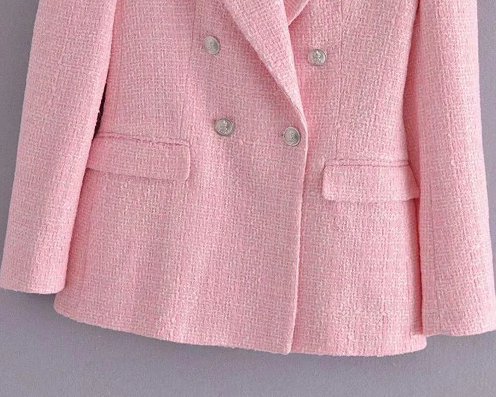 Pink Tweed Blazer For Women