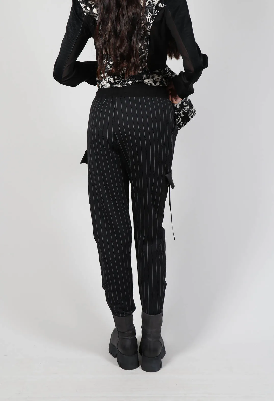 Pinstripe Trousers in Black