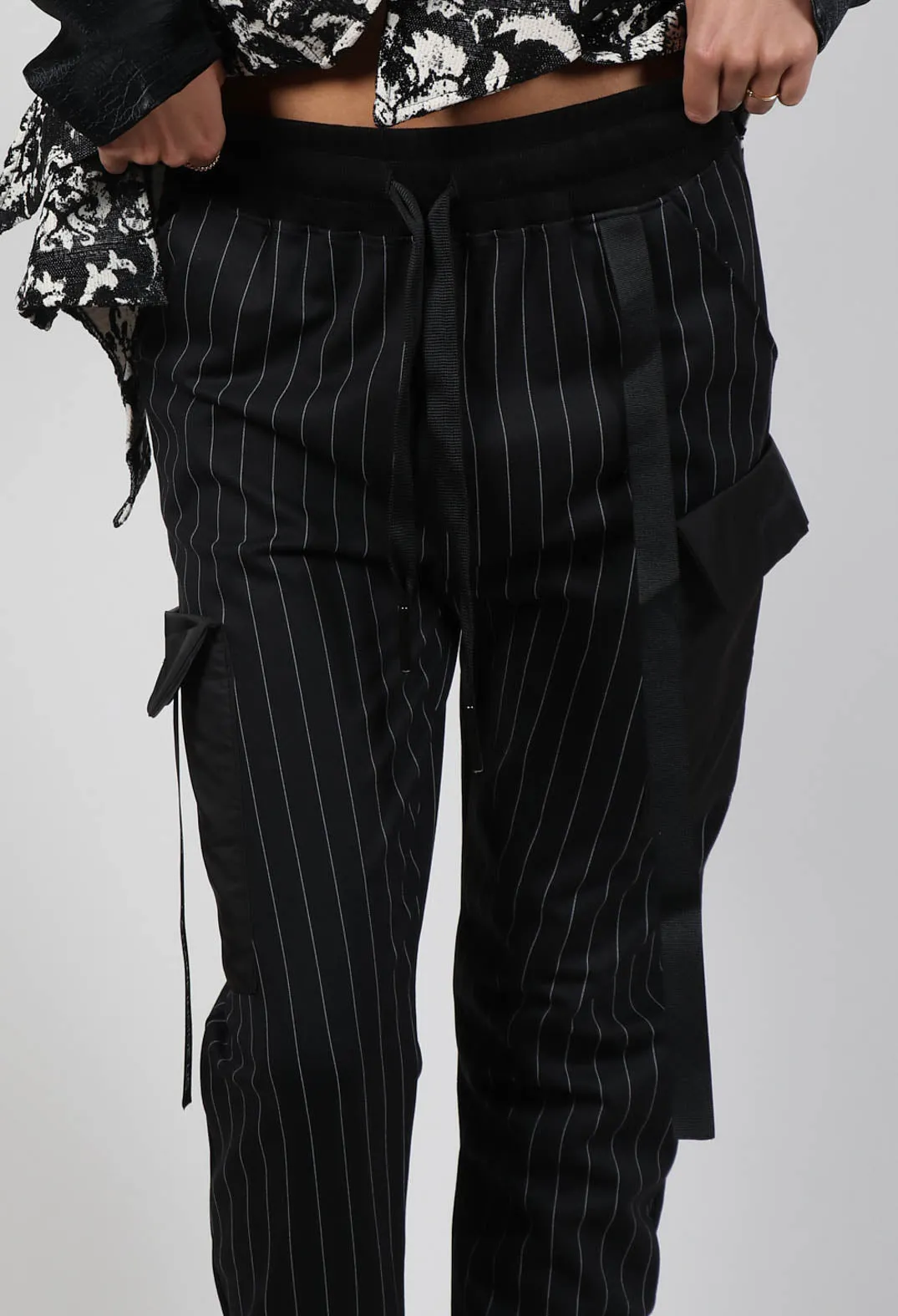 Pinstripe Trousers in Black