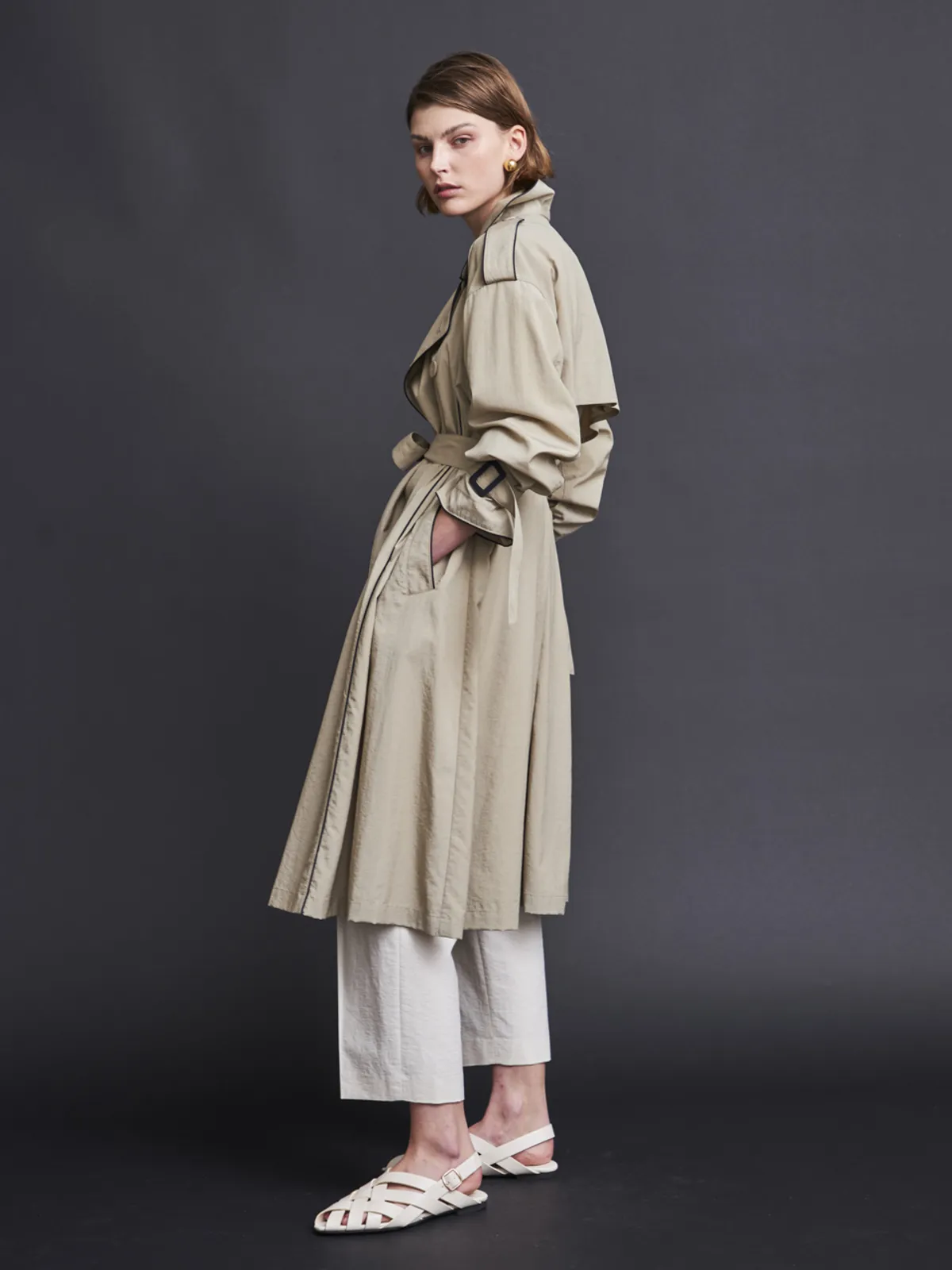 Piping Max Trench Coat - Beige