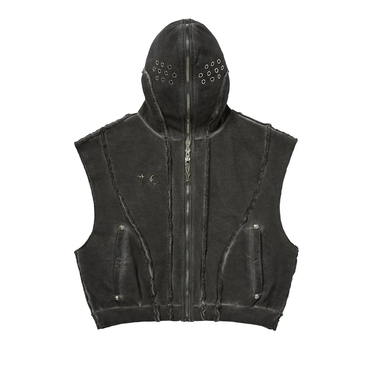 Punk Rock Gothic Ripped Style Sleeveless Hoodie