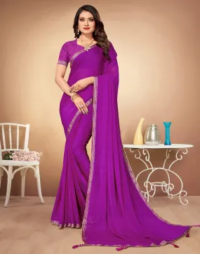 Purple Printed Saree