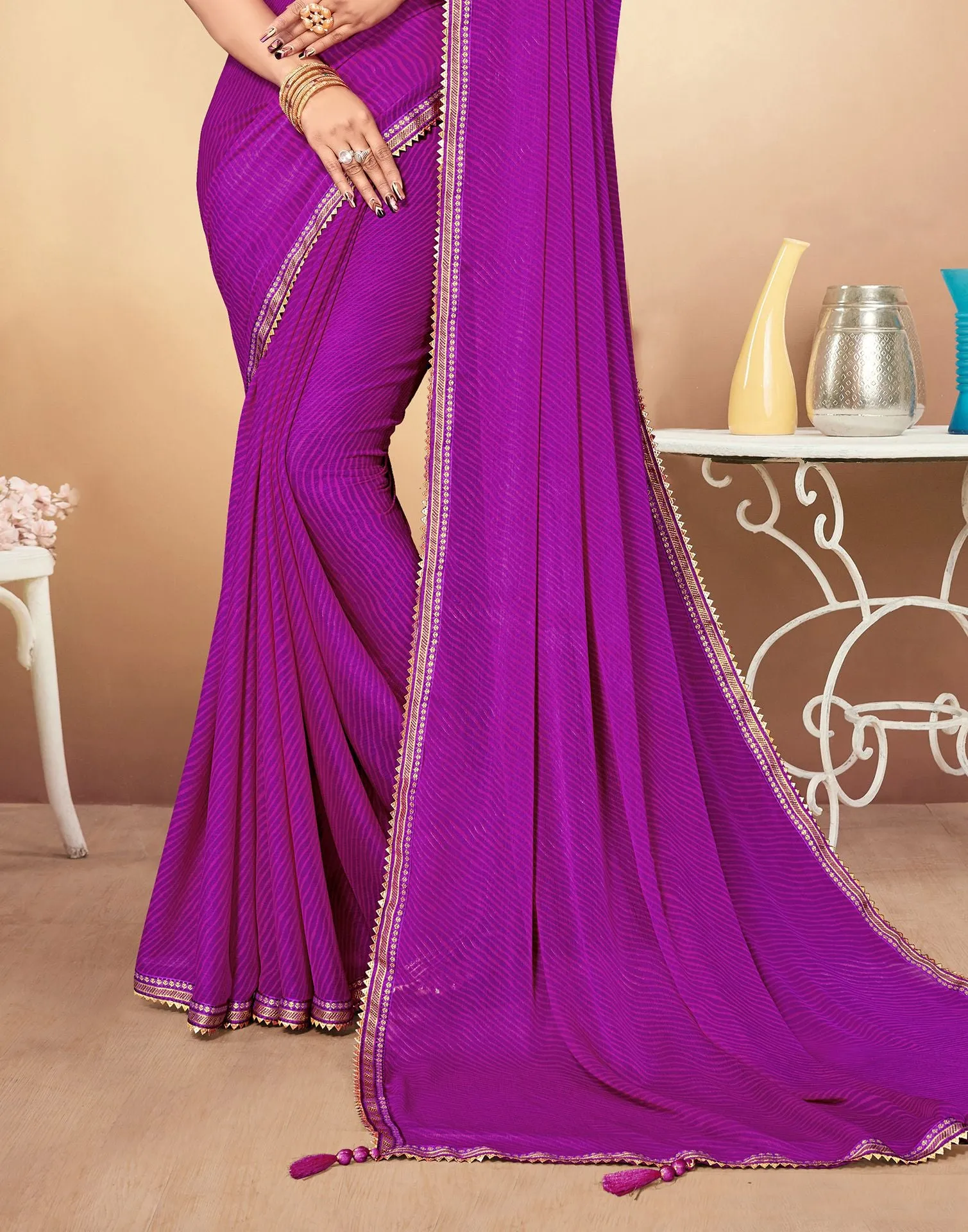 Purple Printed Saree