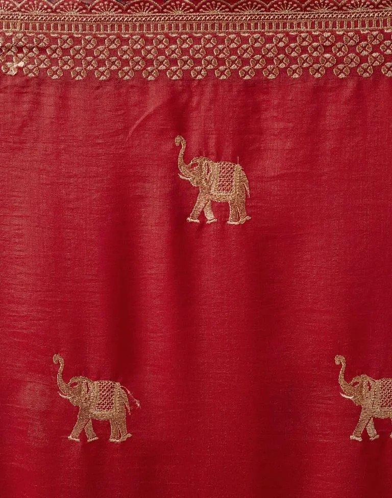 Red Silk Embroidery Saree