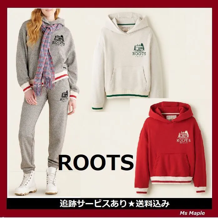 Roots  |Stripes Sweat Street Style Long Sleeves Plain Cotton Logo