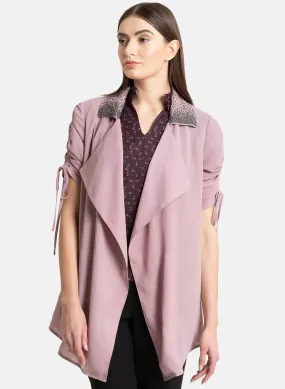 Ruched Sleeves Cape With Embellishment