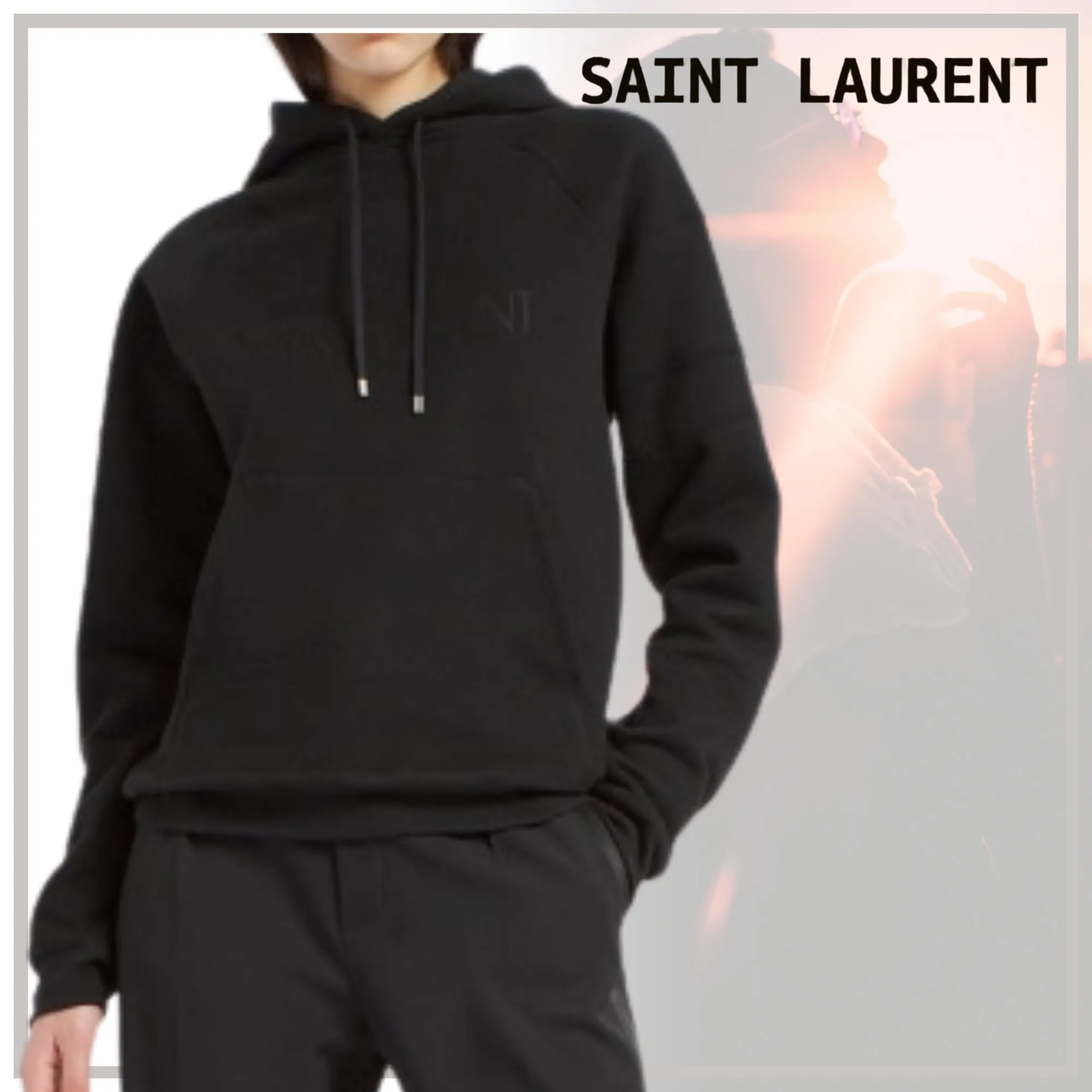 Saint Laurent  |Unisex Street Style Long Sleeves Plain Cotton Oversized Logo