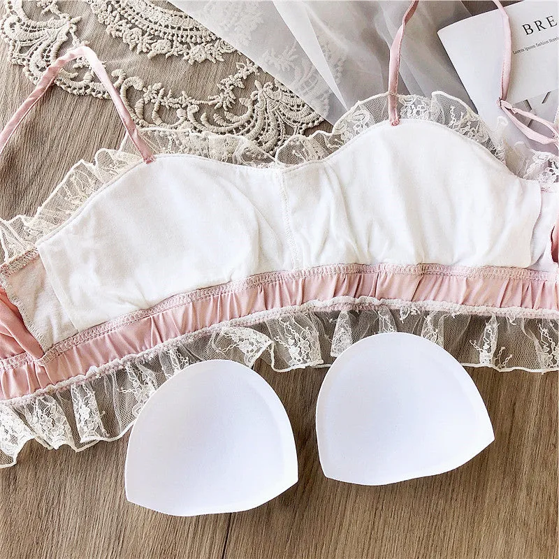 Satin Lace Vintage Aesthetic 2-piece Kawaii Princess Lolita Nymphet Lingerie Set