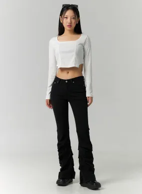 Shirring Boot Cut Pants CN324