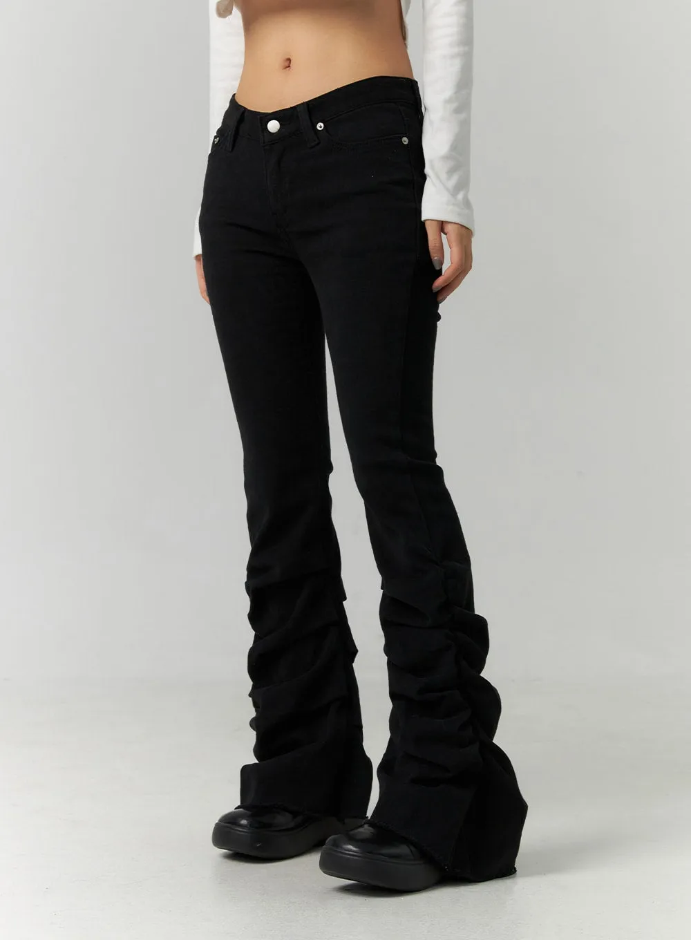 Shirring Boot Cut Pants CN324