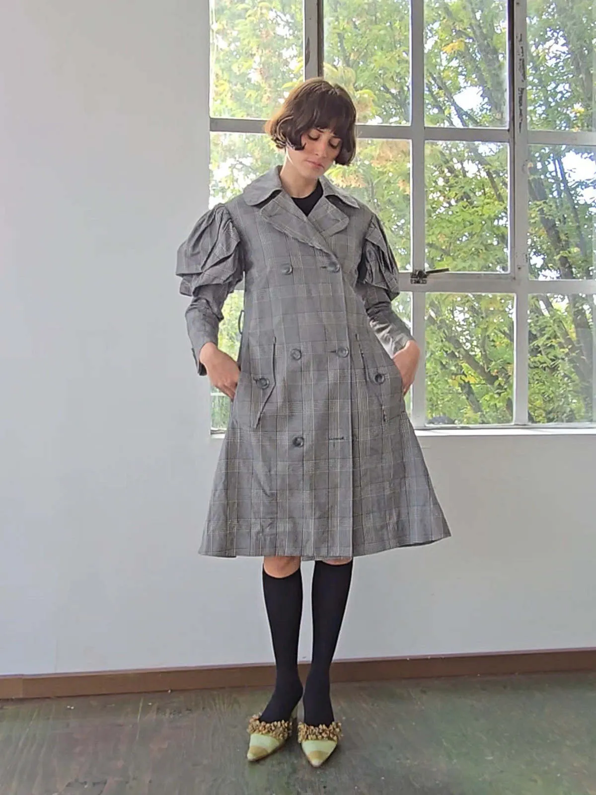 Simone Rocha Art Coat - Grey Plaid