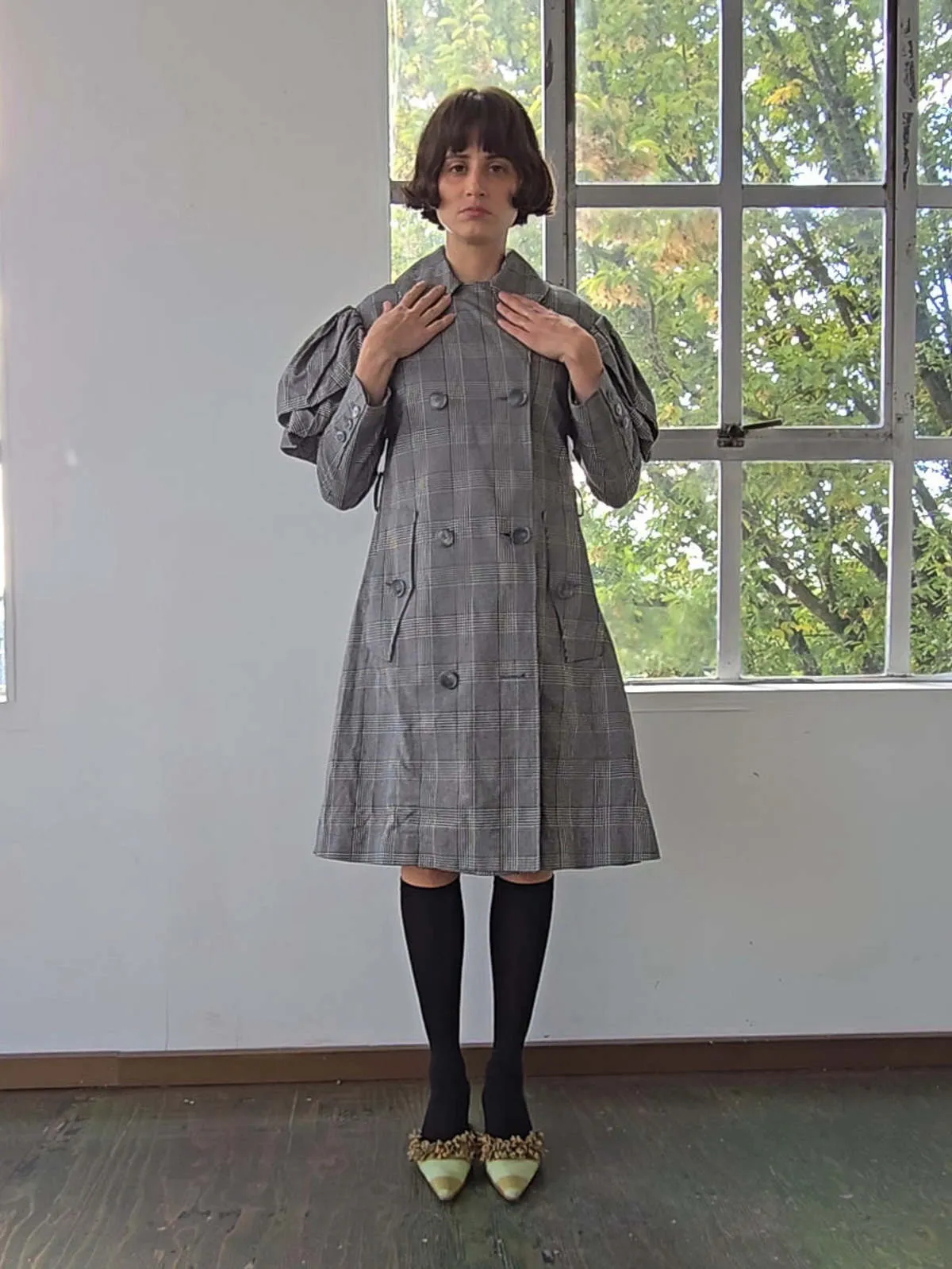 Simone Rocha Art Coat - Grey Plaid