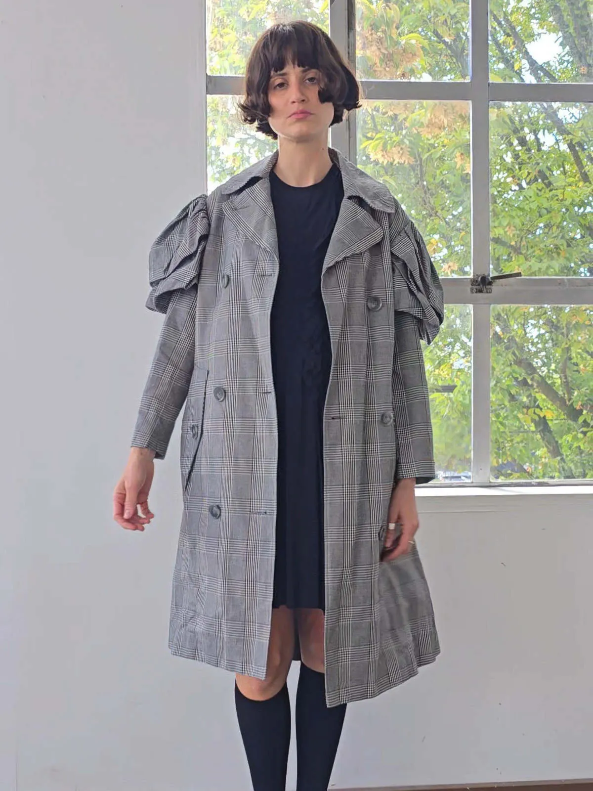 Simone Rocha Art Coat - Grey Plaid