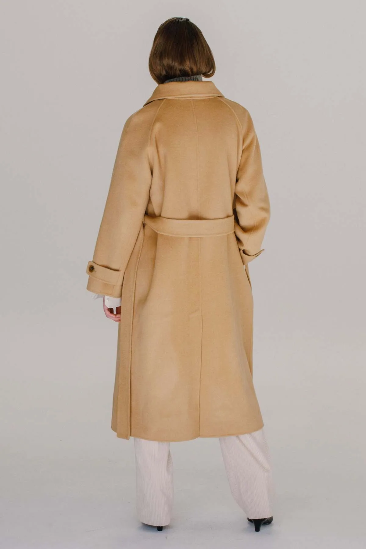 Single Breasted Long Coat - Camel