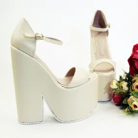 Single Strap Platform Cream Wedge Bridal Shoes