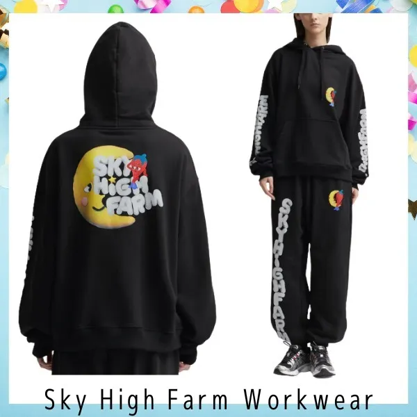 Sky High Farm Workwear  |Unisex Street Style Long Sleeves Plain Cotton Logo