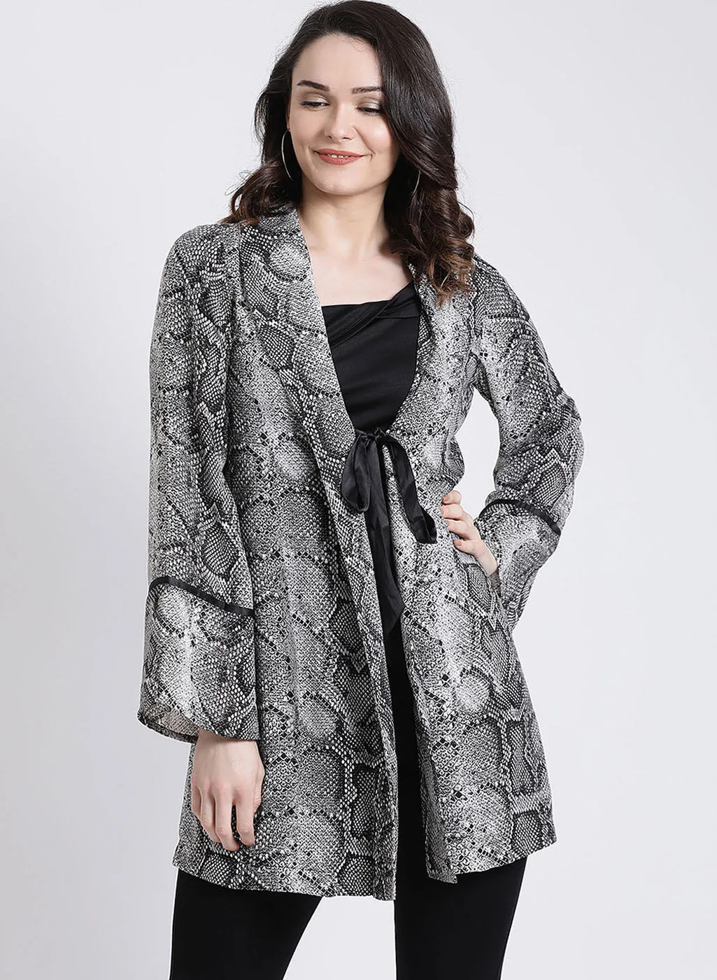 Snake Print Long Cape