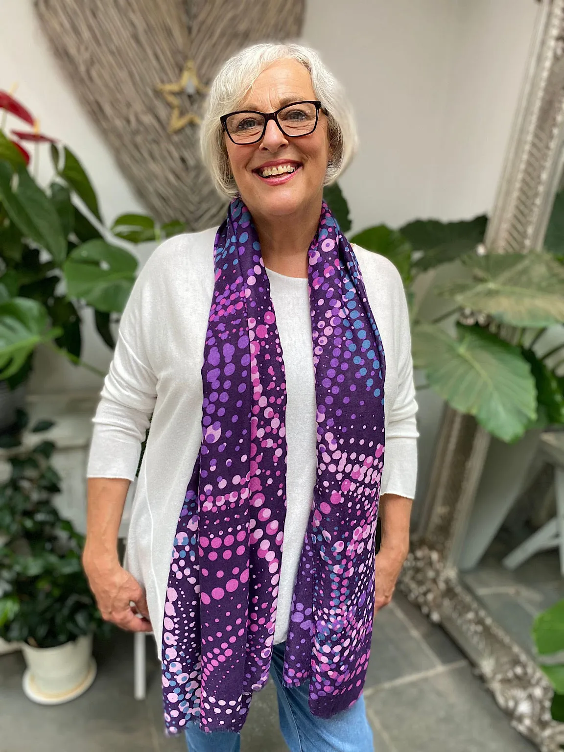 Spotted Circle Print Scarf