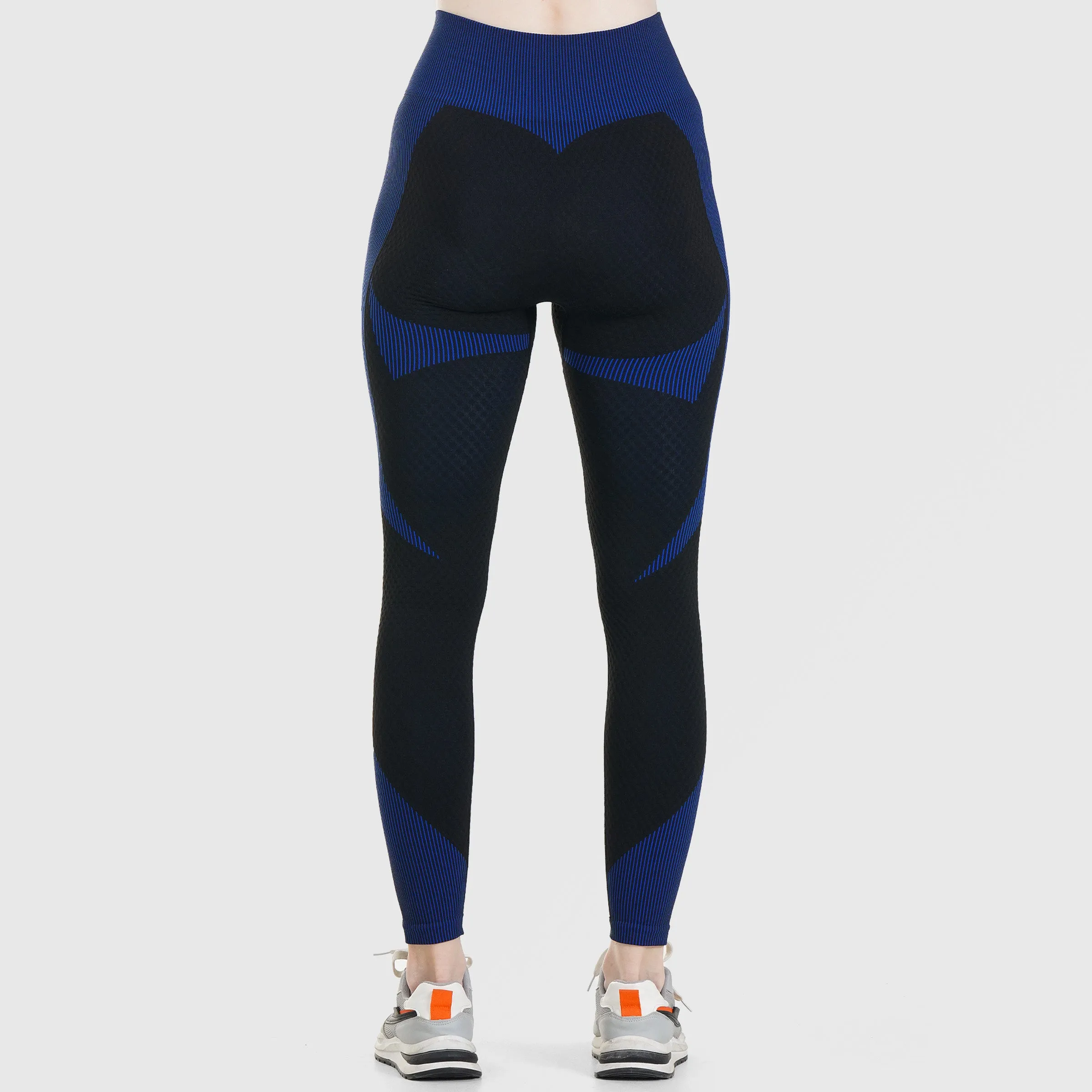 Striped Seamless Leggings (Black & Blue)