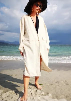 SUMMER COAT NATURAL LINEN - white