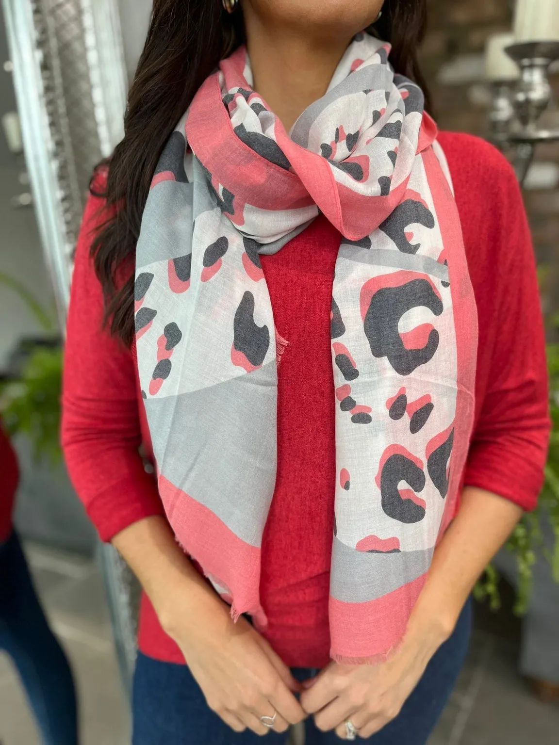 Swirl Leopard Print Scarf