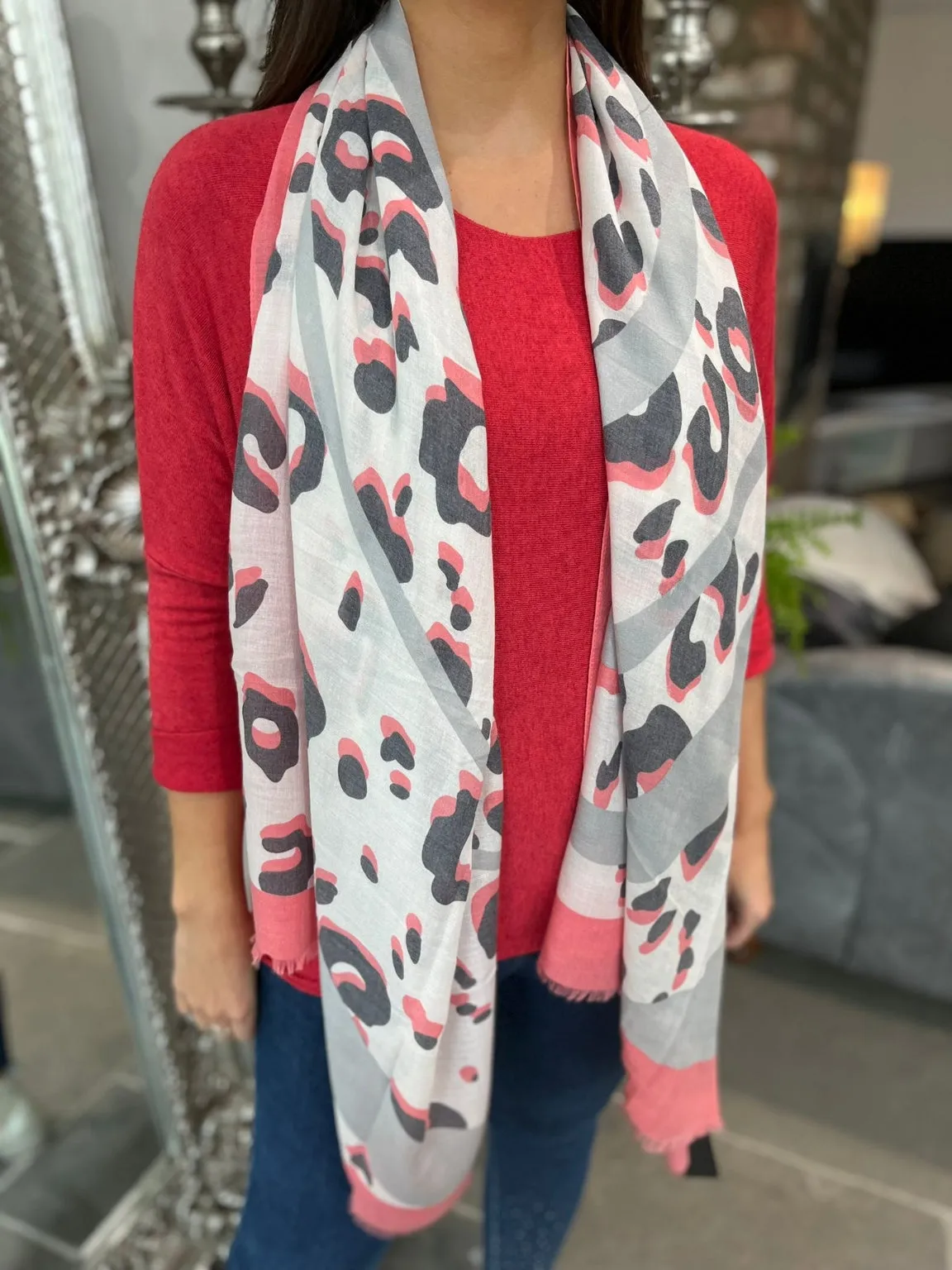 Swirl Leopard Print Scarf