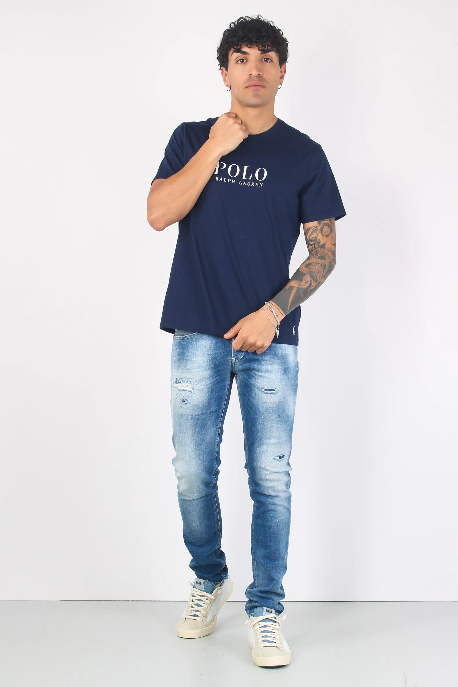 T-shirt Underwear Scritta Navy