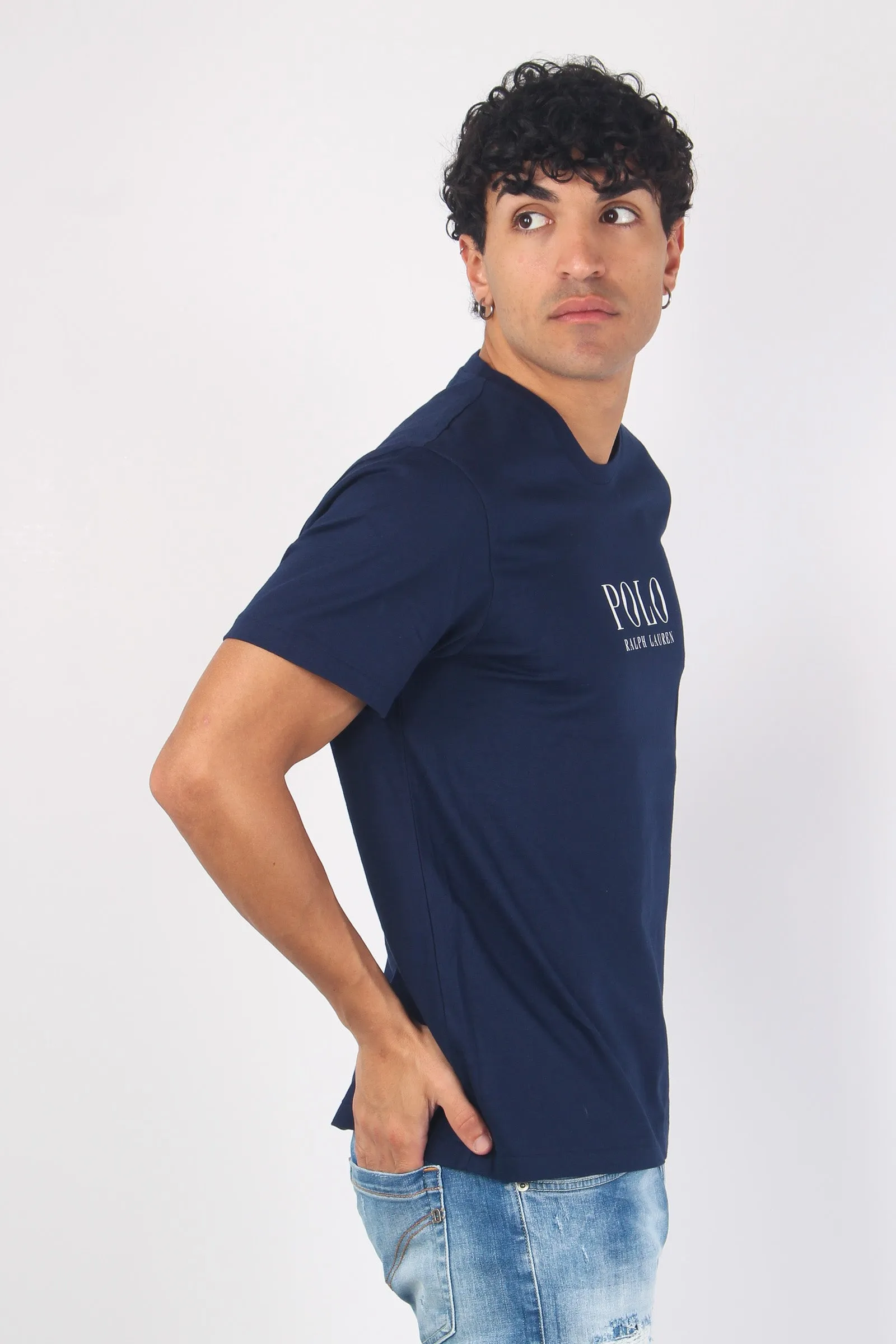 T-shirt Underwear Scritta Navy