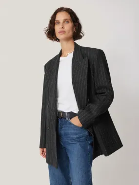 Tatton Italian Wool Pinstripe Blazer | Grey