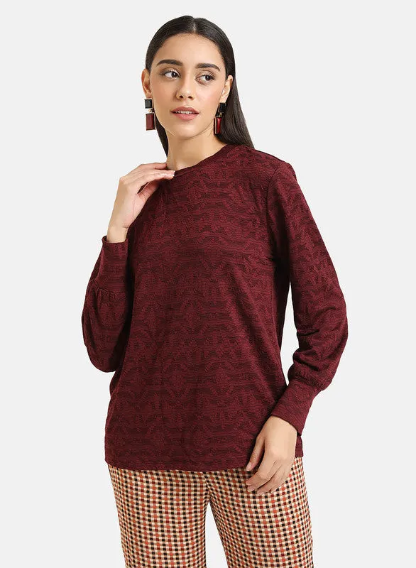 Textured Puff Sleeve Pullover