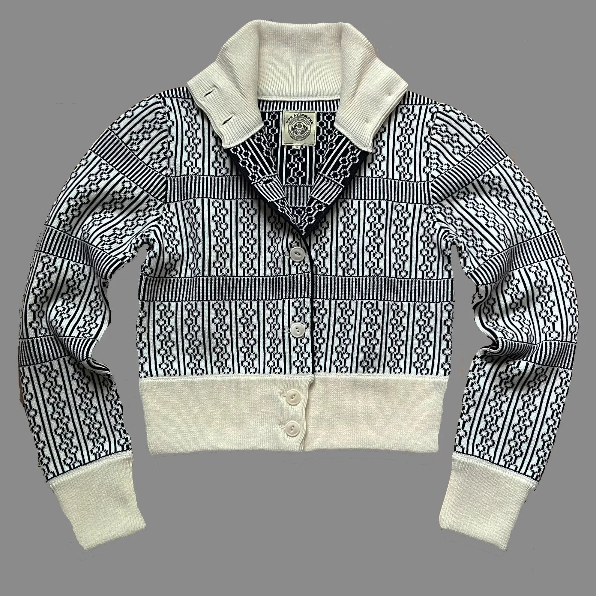 The Aviemore Ladies cardigan Cream & Navy Blue