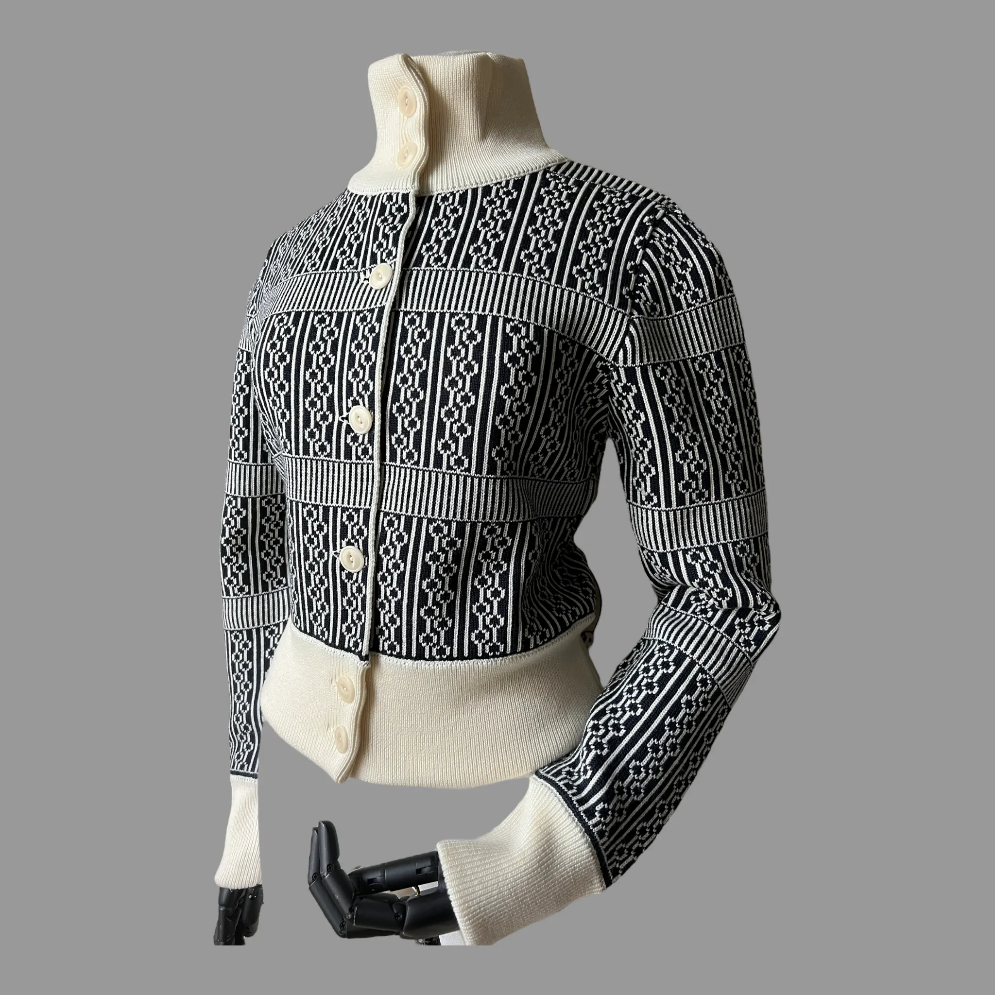 The Aviemore Ladies cardigan Navy Blue & Cream