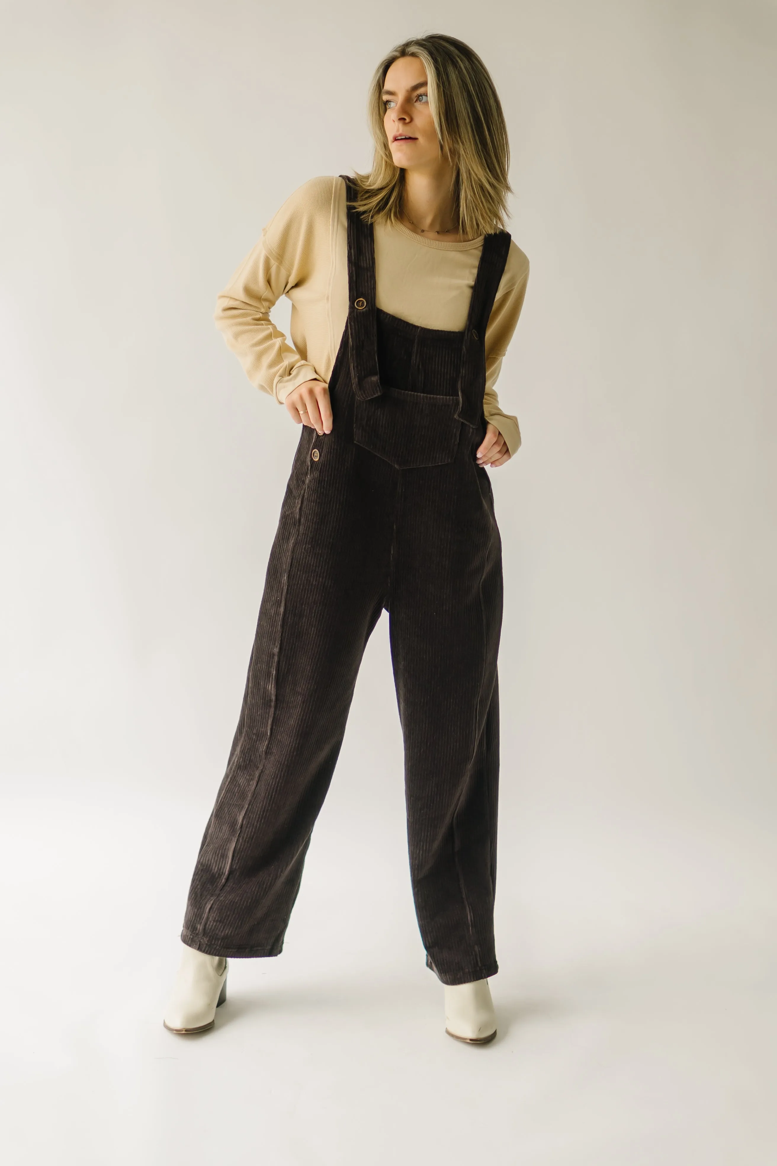 The Davison Corduroy Overall in Washed Black