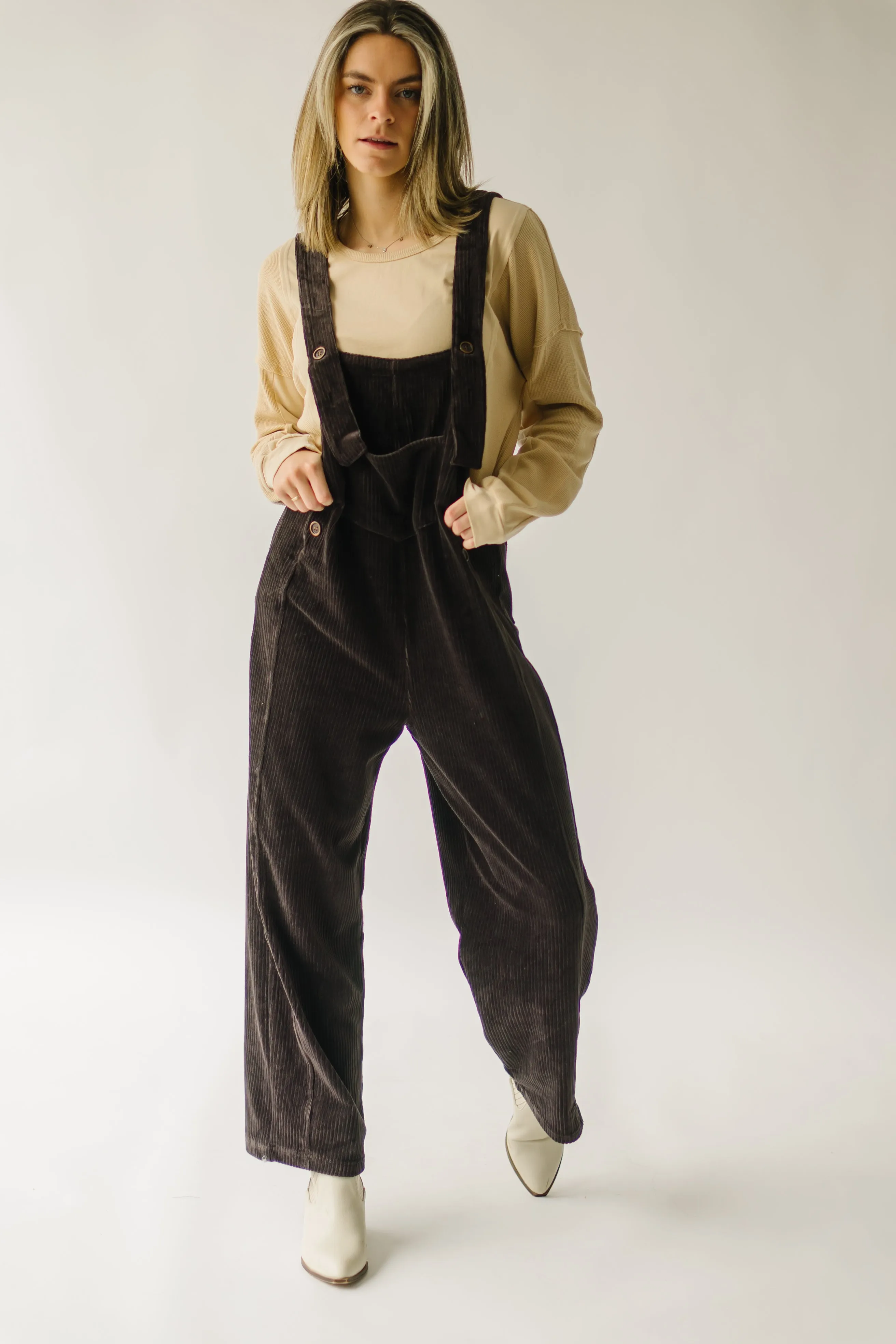 The Davison Corduroy Overall in Washed Black