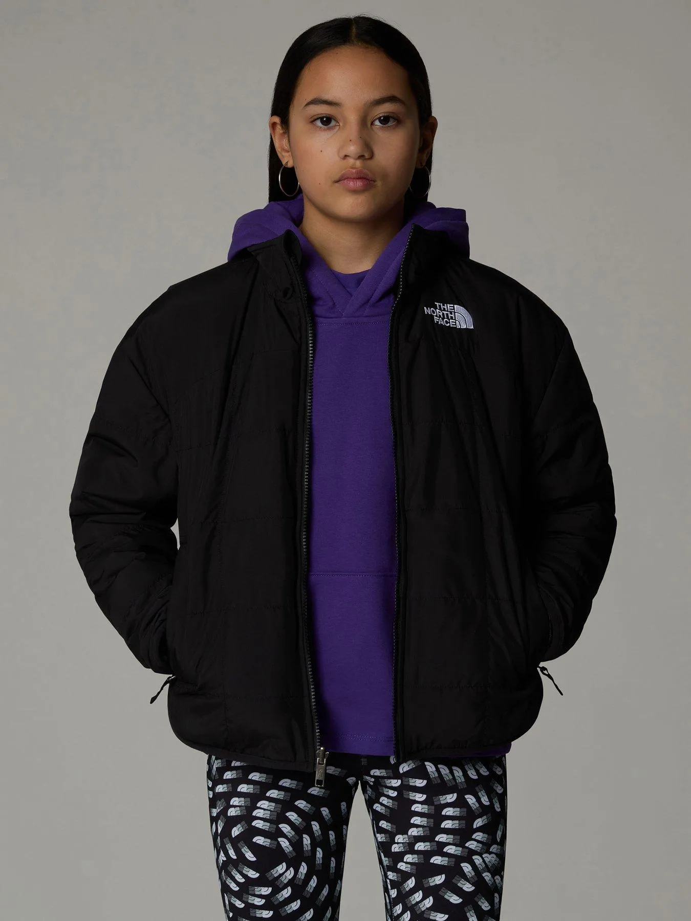 THE NORTH FACE Junior Girls Reversible Shasta Short Parka - Black