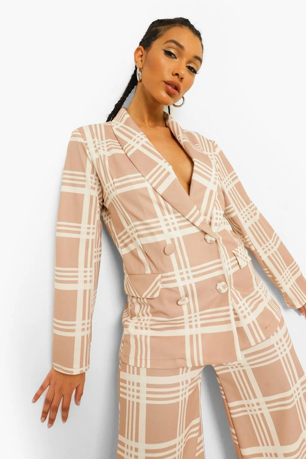 Tonal Check Oversized Blazer