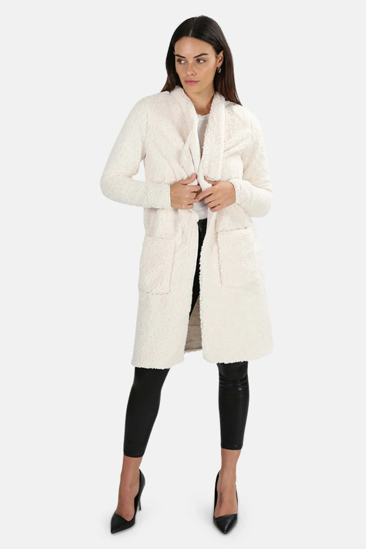 Toni Teddy Long Coat - Ivory