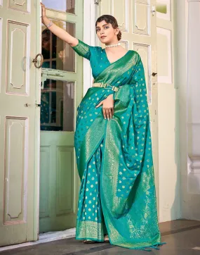 Turquoise Banarasi Saree